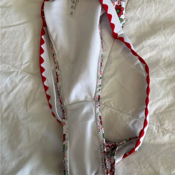 Shein Bikini Set XS Floral Red White Bralette Top and Triangle Bottom - Picture 13 of 14